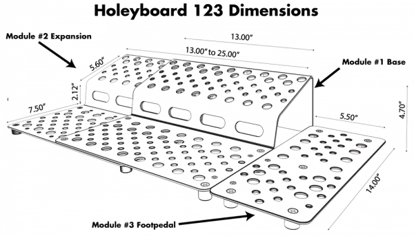 Holeyboard 123 Complete Dimensions